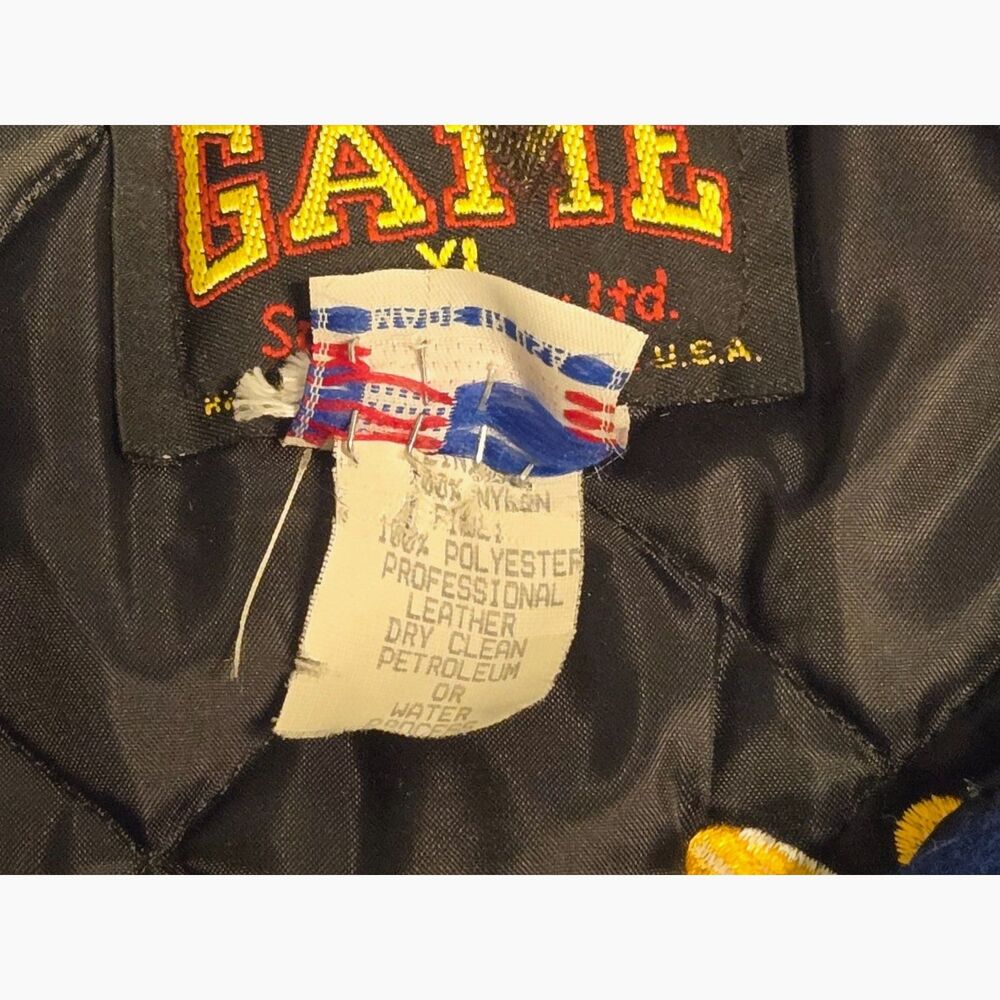 Game Sportswear Varsity Jacket 2004 Wool Leather USA Made Men's Size XL Blue - Picture 7 of 9